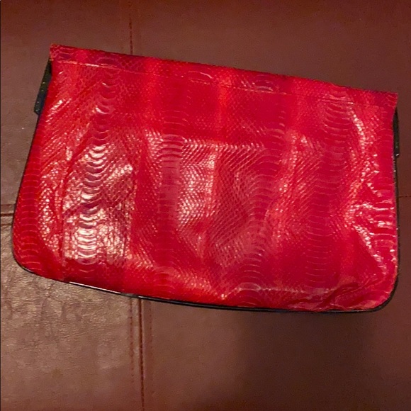 Vintage J Renee Red snakeskin Envelope Clutch - Picture 5 of 7